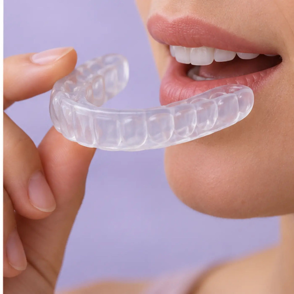 SmileWide Custom Soft Night Guard – Dual Arch – product in use