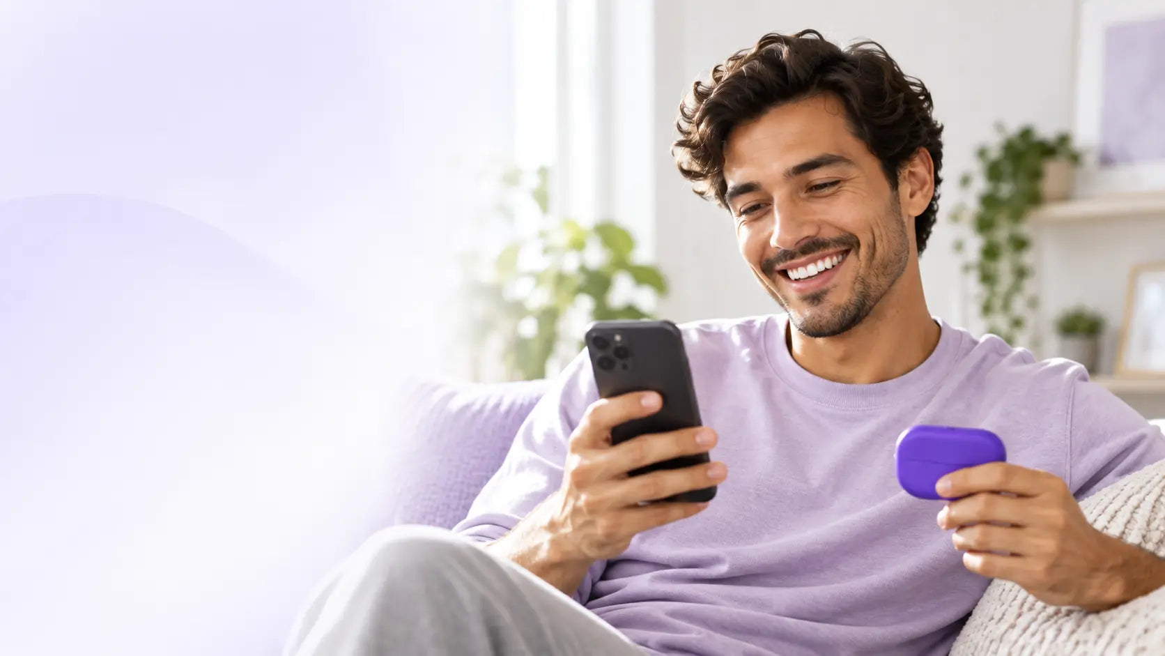 Woman completing a SmileWide assessment on her phone
