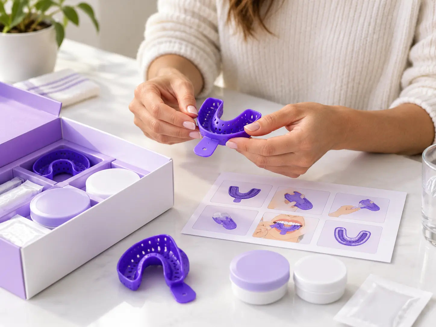 SmileWide at-home dental impression kit being prepared