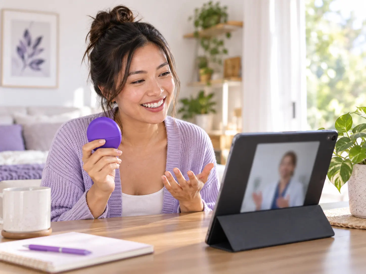 At-home video consultation with a dental professional