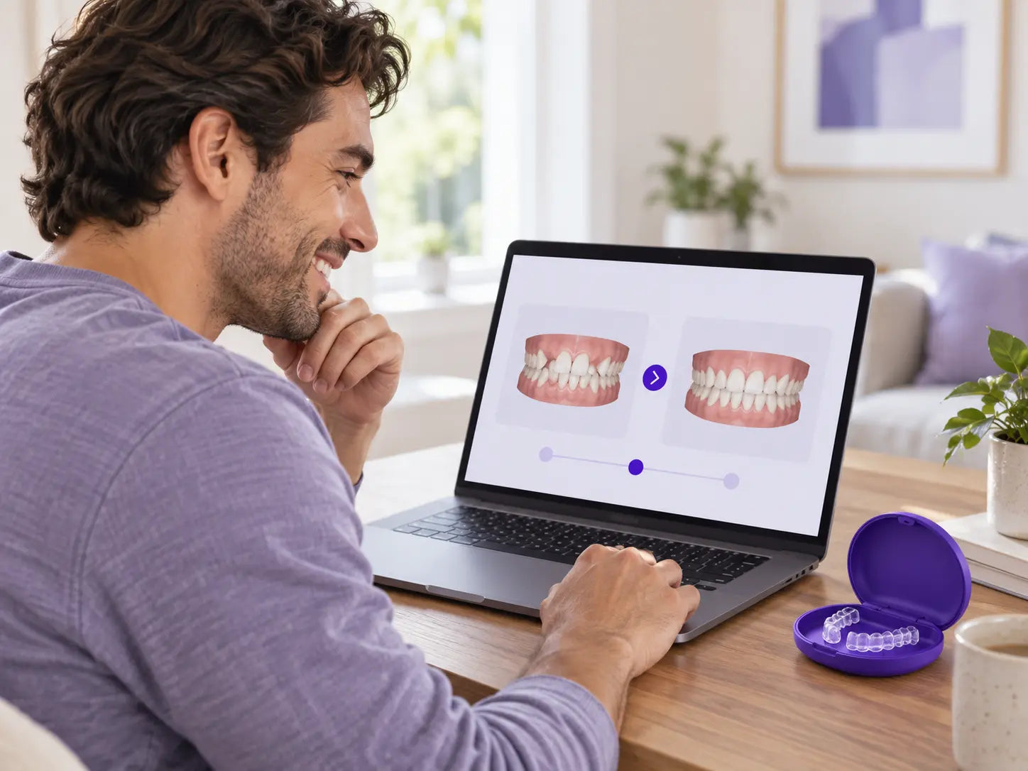 Patient reviewing a proposed clear aligner treatment plan
