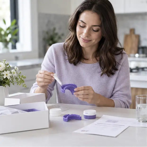 SmileWide at-home dental impression kit being prepared