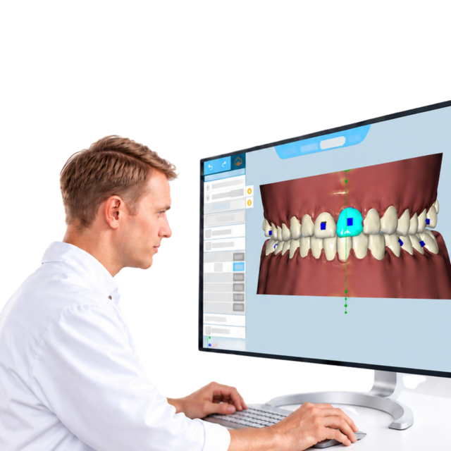 A 3D treatment plan displayed on a computer